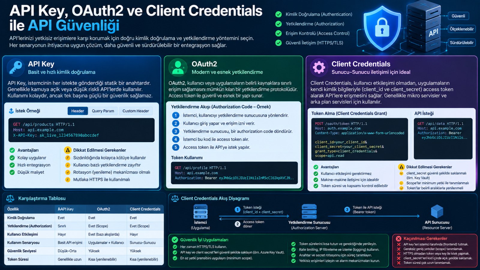 API Key, OAuth2 ve Client Credentials