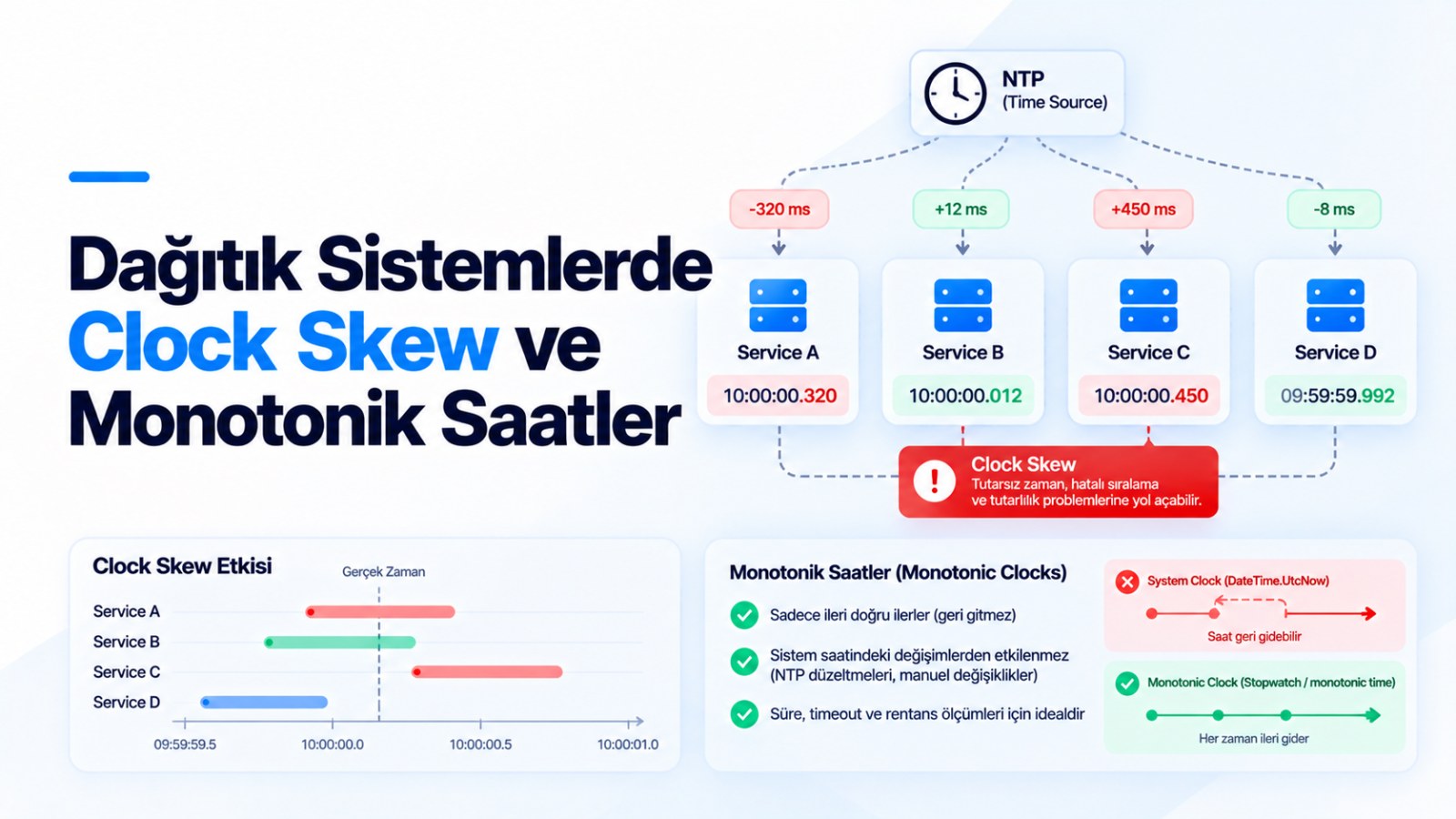Dağıtık Sistemlerde Clock Skew ve Monotonik Saatler