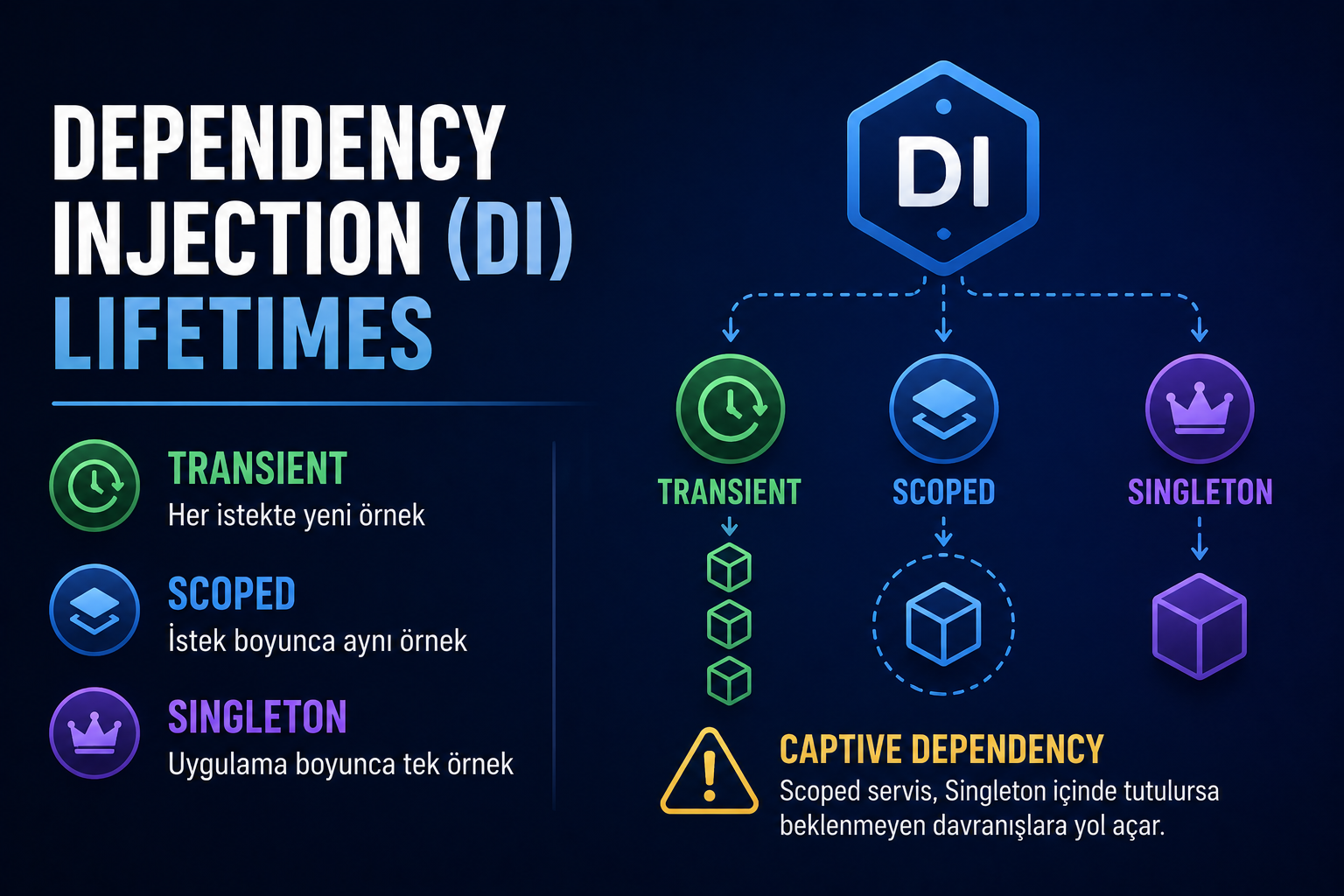DI Lifetime'ları: Transient, Scoped, Singleton