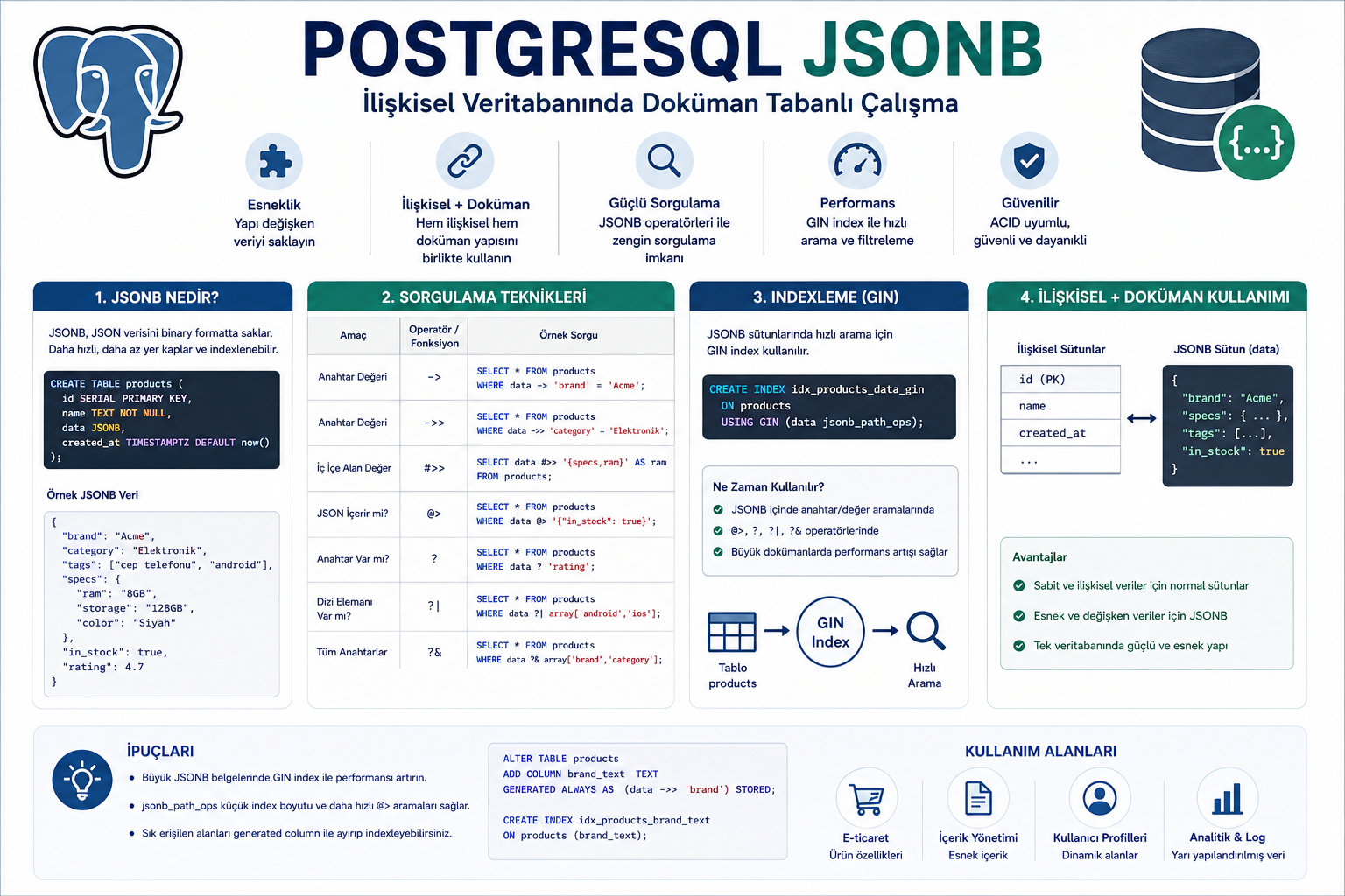 PostgreSQL JSONB: Hybrid Veri Modeli