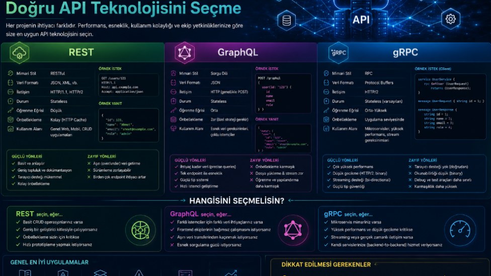 REST, GraphQL ve gRPC Karşılaştırması