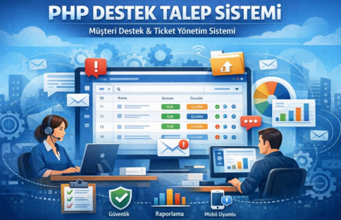 PHP ile geliştirilmiş Ticket (Destek Talep) Sistemi